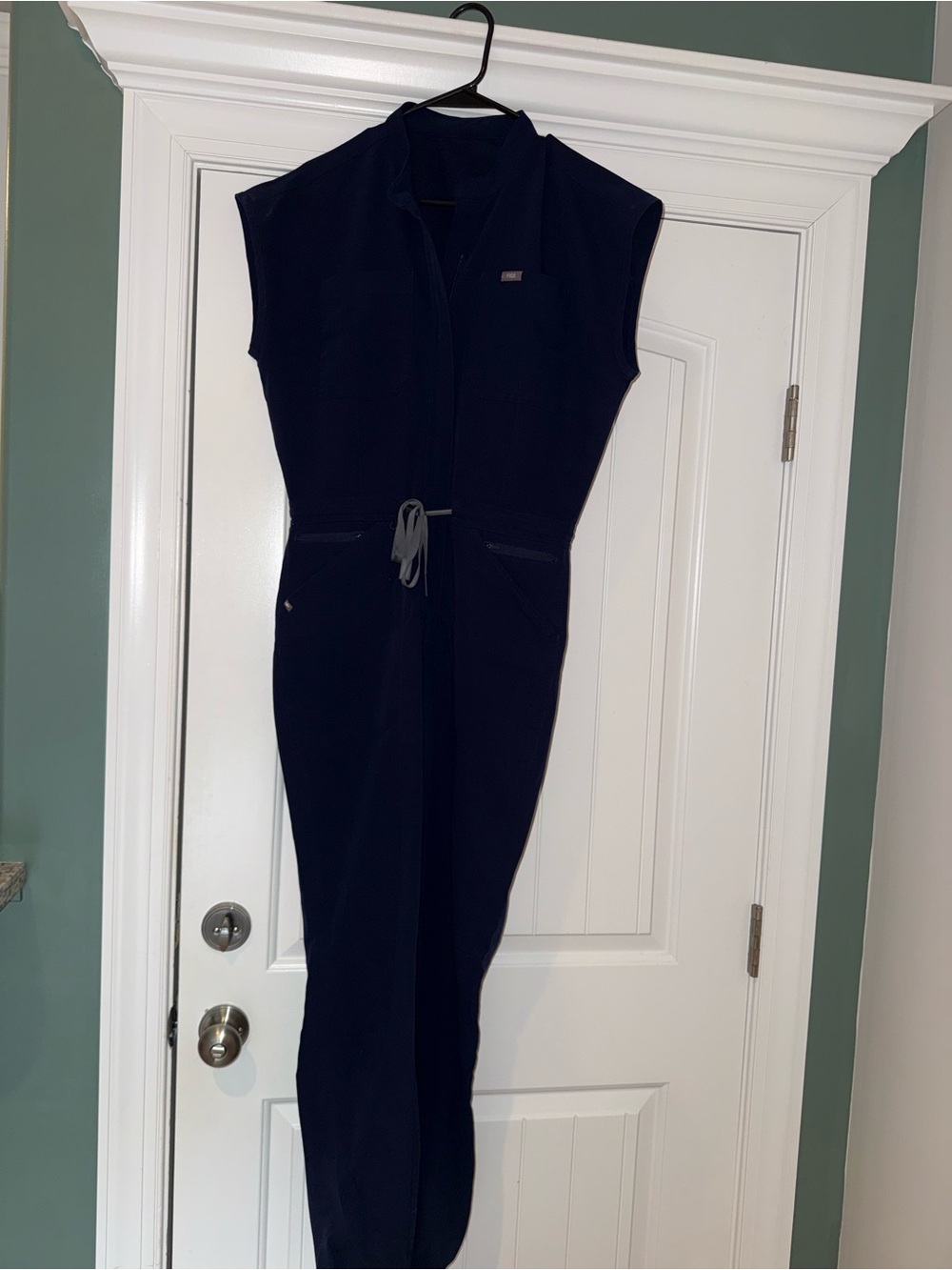Figs Rafaela Cargo ScrubJumpsuit Navy - Picture 2 of 2